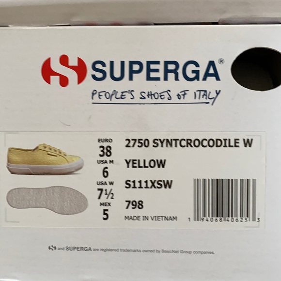Superga croc emboss sneaker yellow 6.5 7 7.5 8 NWT - Picture 15 of 16